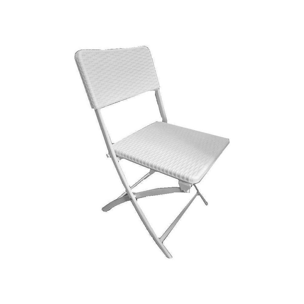 Sedia Rak Pieghevole metallo Polipropilene Effetto Rattan Intrecciato bianco Sedia Rak Pieghevole metallo Polipropilene Effetto Rattan Intrecciato bianco